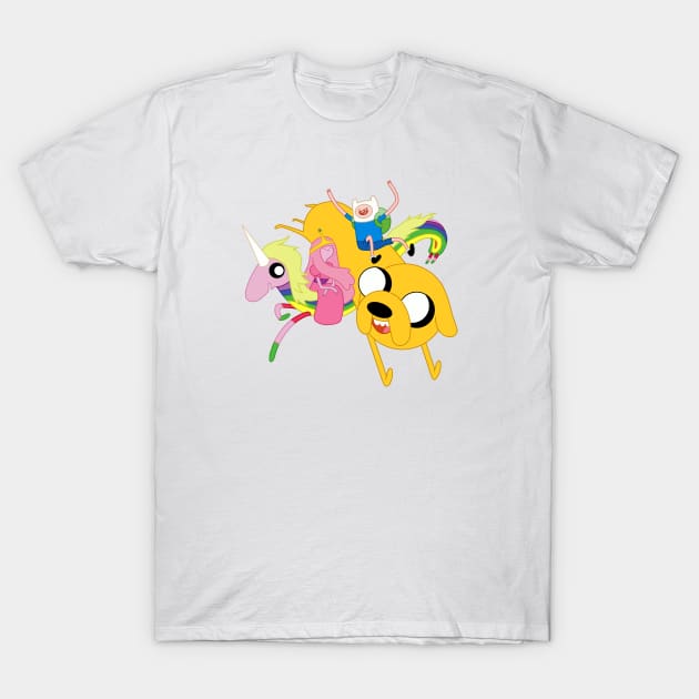 Finn, Jake, Princess Bubblegum and Lady Rainicorn T-Shirt by maxtrology